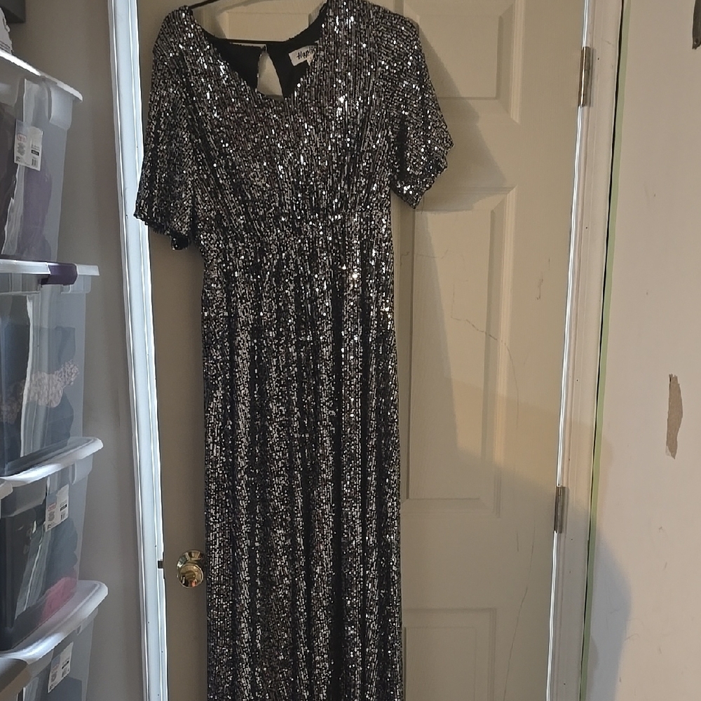 Silver Sequin Maxi Dress